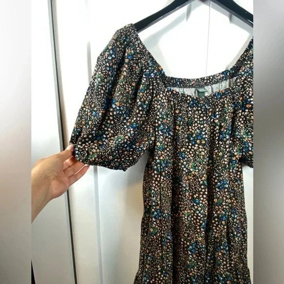 Wild Fable - Black Floral Boho puffy sleeve dress - Large - Picture 3 of 7